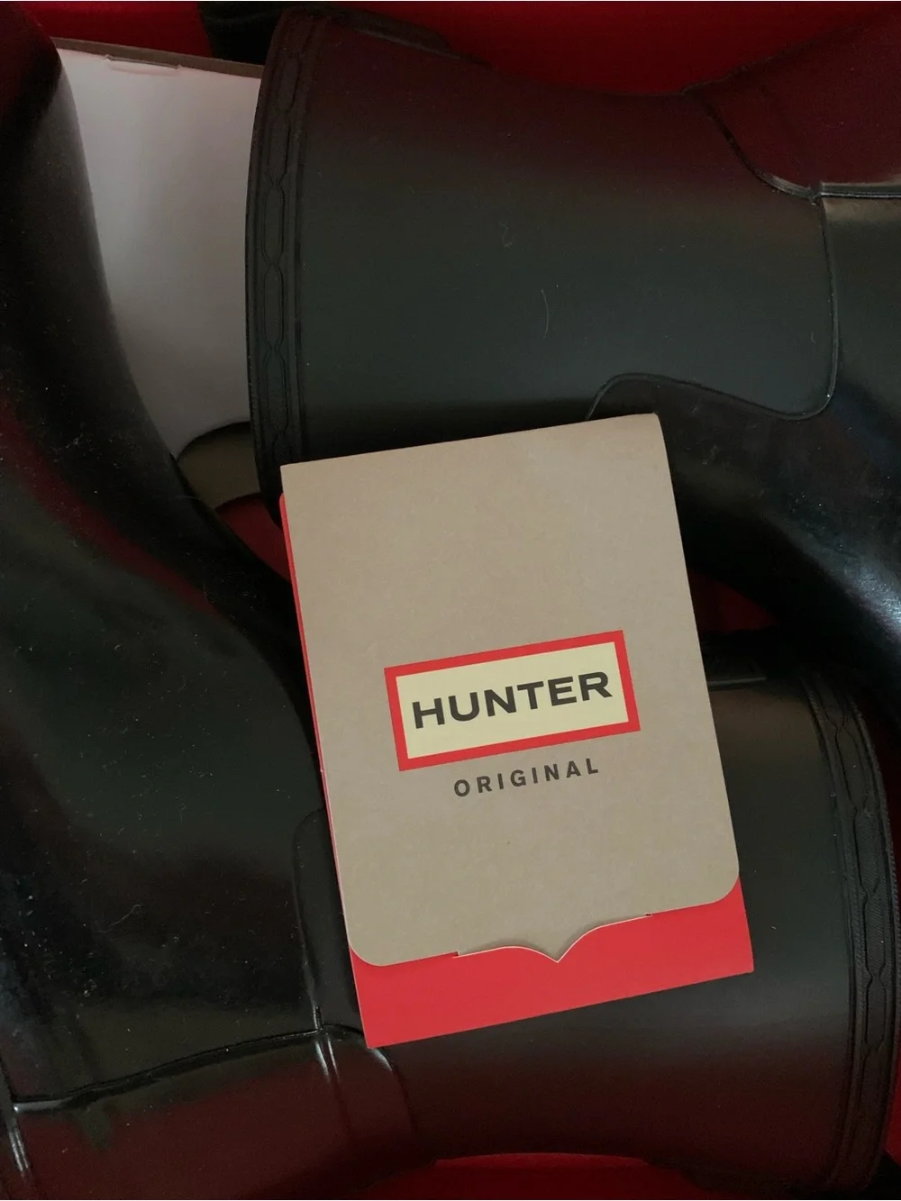 Hunter Gloss Black Short Rain Boots size 8